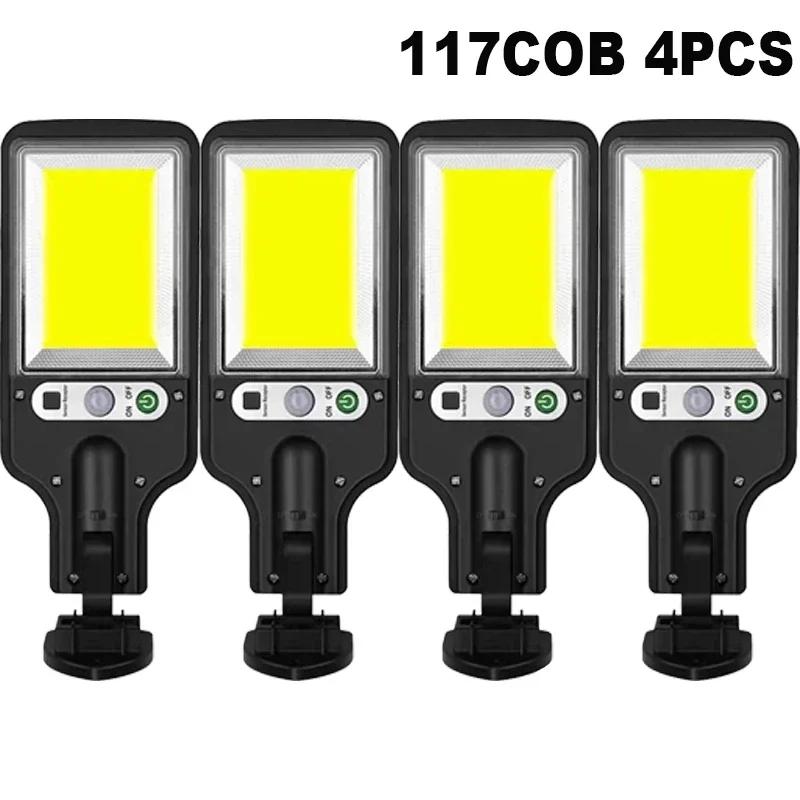 1-6PCS Motion Sensor Solar Outdoor Lights Waterproof 117COB LED Security Wall Lights Street Lamps with 3 Mode Patio Garage Yard