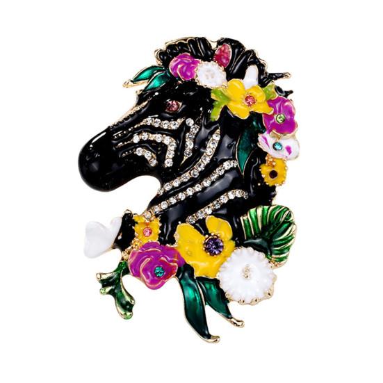 

Эмалевая брошь Голова зебры Стразы Зебра Значок на лацкан с цветами Красочная лошадь Животное Брошь-булавка Подарок для женщин и мужчин разноцветный