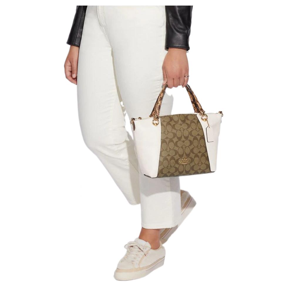Coach Classic Snake Print Leather Dumpling Bag Crossbody Handbag Small Women Handbags Khaki White C7261-IMLOT