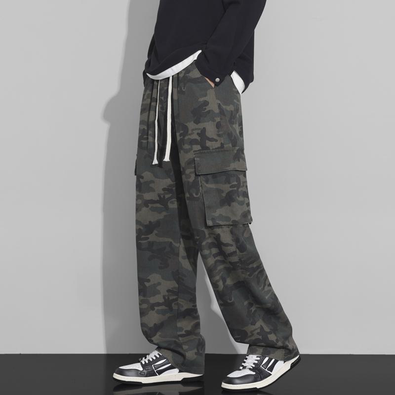Cozy Up Camouflage Overalls Men's Pure Cotton Hip-hop Loose Straight Casual Pants