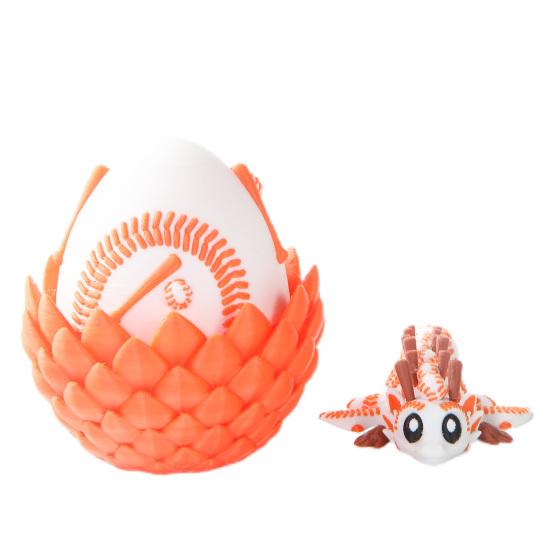 Flexible Sports Ball Dragon And Egg, Articulated Dragon Fidget Toy, 3D Printed Egg with Winged Dragon Inside, Stress Relief Desk Toy