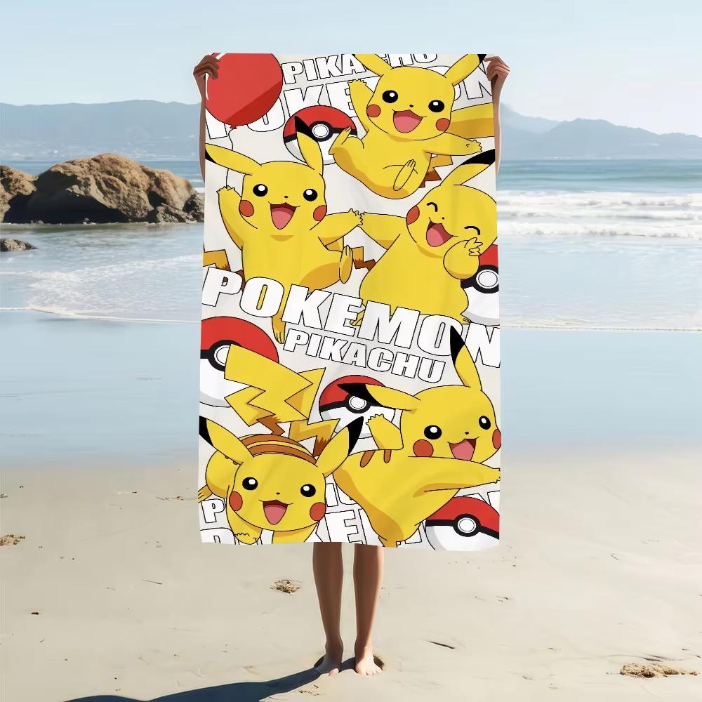 1Pc Cartoon Pikachu Large Beach Towel, Quick-Dry Soft, Multi-Use For Travel Gym Shower Camping Pool, Ideal Gift
