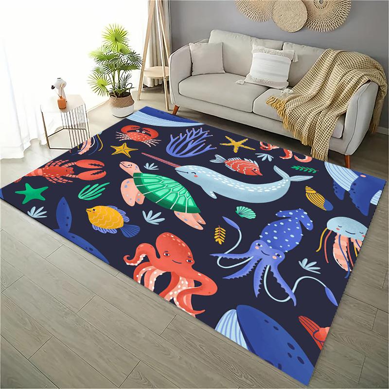 Ocean and Beach 3D Printing Large Area Carpets for Home Living Room  Kids Bedroom Sofa Doormat Kitchen Floor Rugs Anti-slipDecor
