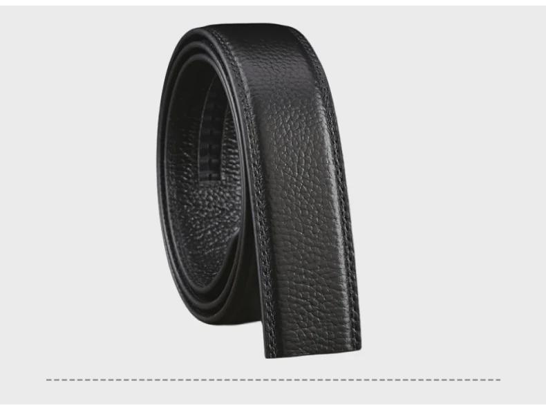 Men's Genuine Leather Reversible Buckle-Free Belt with Automatic Buckle and Lychee Pattern