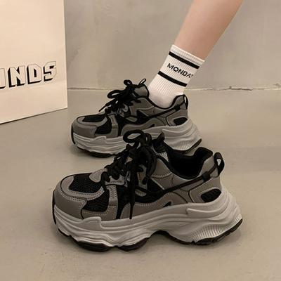 Internet-Berühmtheit Dirty Dad Schuhe Damen ins Tide 2024 Herbst neu Hongkong-Stil Streetstyle Dicksohlige vielseitige Sport- und Freizeitschuhe