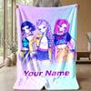 Custom Text Flannel Throw Blanket, Lightweight Cozy Bed Sofa BlanketKpop Demon Hunters
