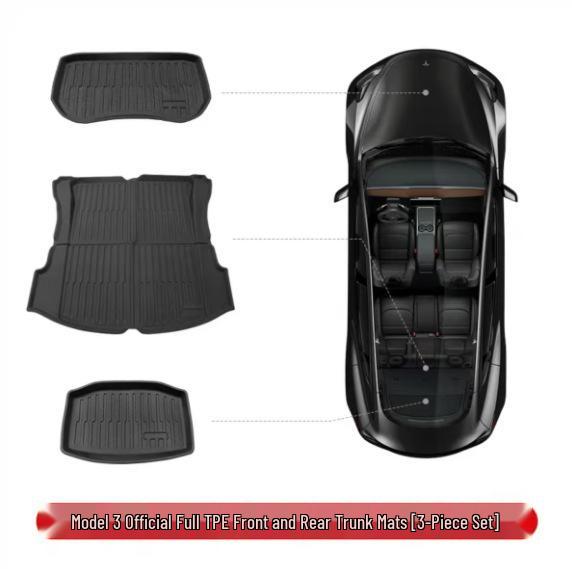 Refreshed Tesla Model Y Front & Rear TPE Trunk Mats - Upgraded Interior Accessories
