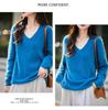 Women's High-Grade Seamless Wool V-Neck Sweater - Autumn/Winter Collection, Long Sleeve, Soft Plush Knit Base Layer