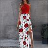 Women's Slant Shoulder Long Temperament Sleeveless Sexy High Waist Split Dresses Elegant Evening Party Dresses Cocktail Party
