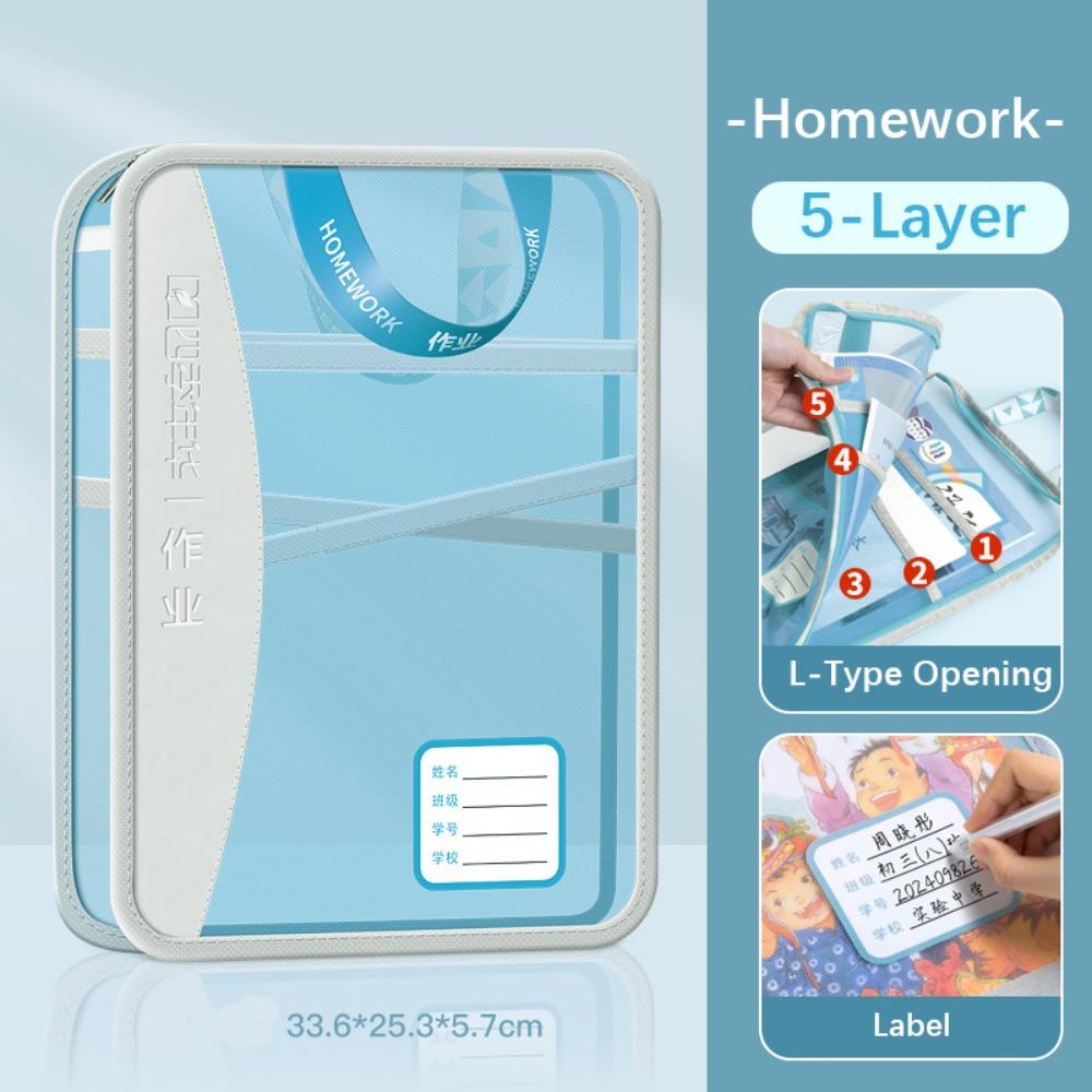 

L-Type Opening Subject Bag 5-Layer Transparent File Folder Archive Paper Bag School Office