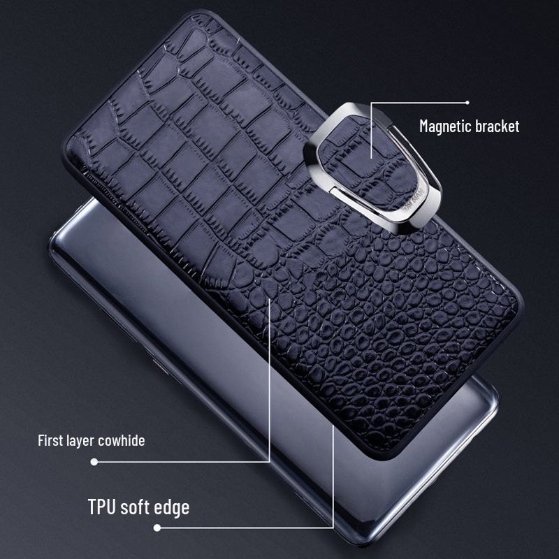 Genuine Leather Crocodile Pattern Case for iQOO Z8/Z7 - Full Package Protective Cover with Bracket.