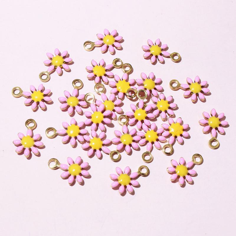 20pcs 10x7mm Small Flower Charms Pendant Enamel Stainless Steel DIY Jewelry Making Accessories Findings for Necklace Earrings