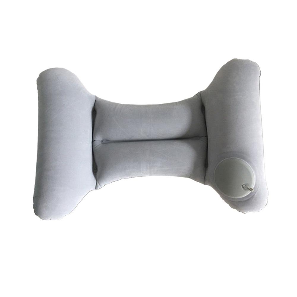 Press Type Inflatable Waist Pillow Portable Waist Support Pad Lumbar Cushion Long Flight Grey Velvet