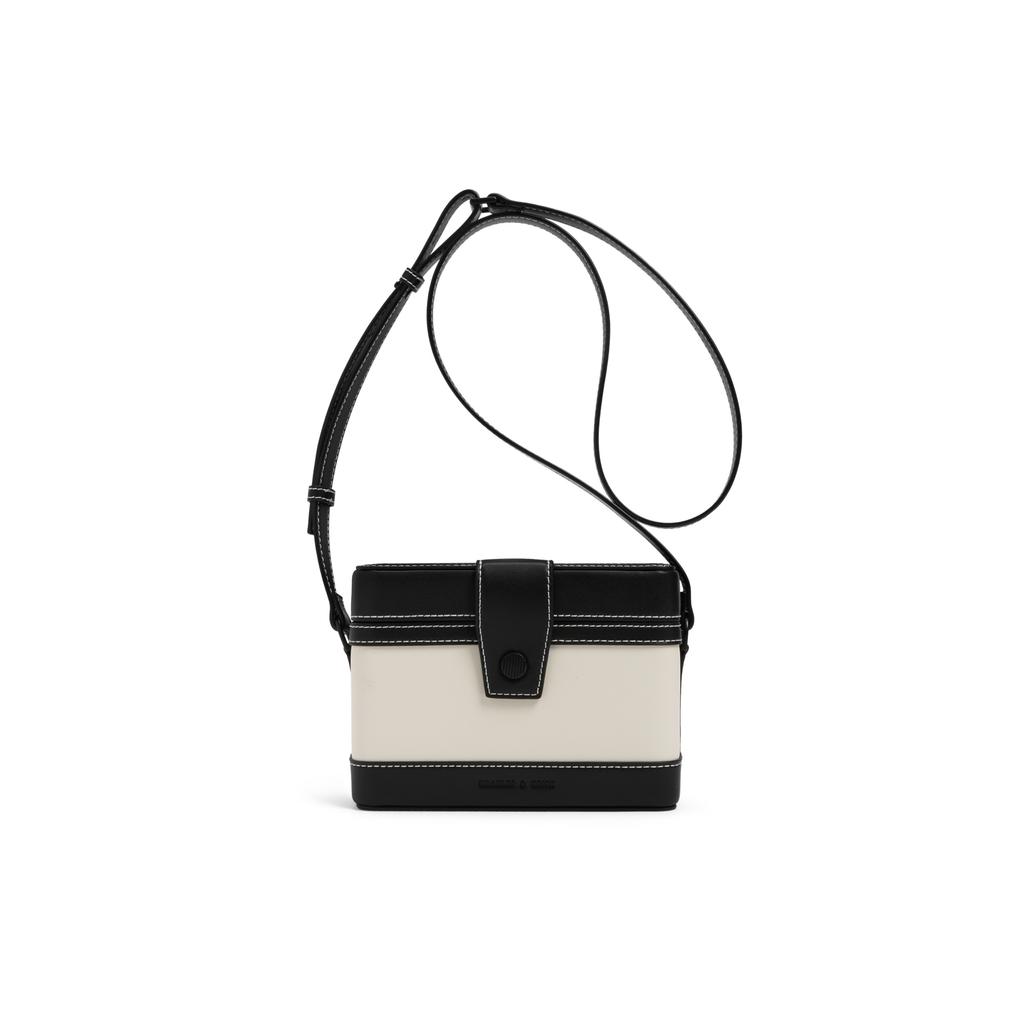 New CHARLES&KEITH PU Box Small Square Bag, Crossbody Bag Small Women's Multi Composite Color/Mocha Dark Coffee/Beige CK2-80701182-1