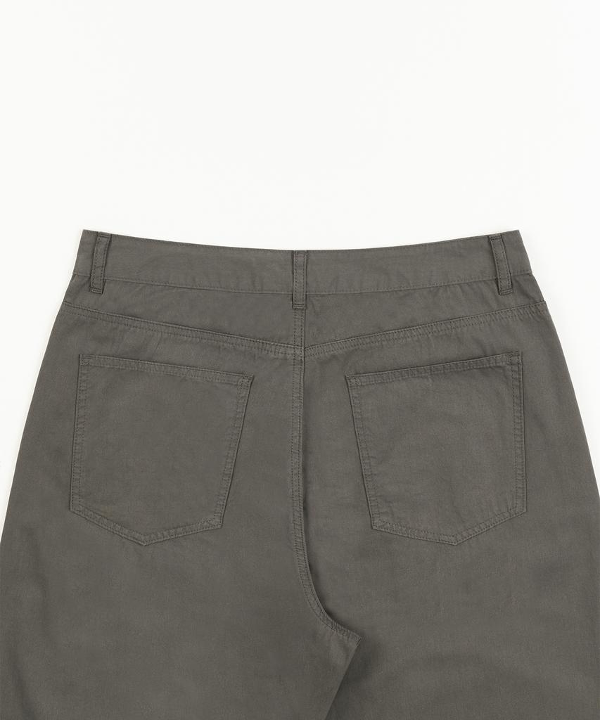 TOFFEE Curved Barrel Cotton Pants (Charcoal)