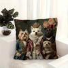 2D Flat- Victorian Royal Dogs Family Throw Pillow Cover Vintage Aristocratic Pet Portrait Cushion Cover for Home Sofa Decor