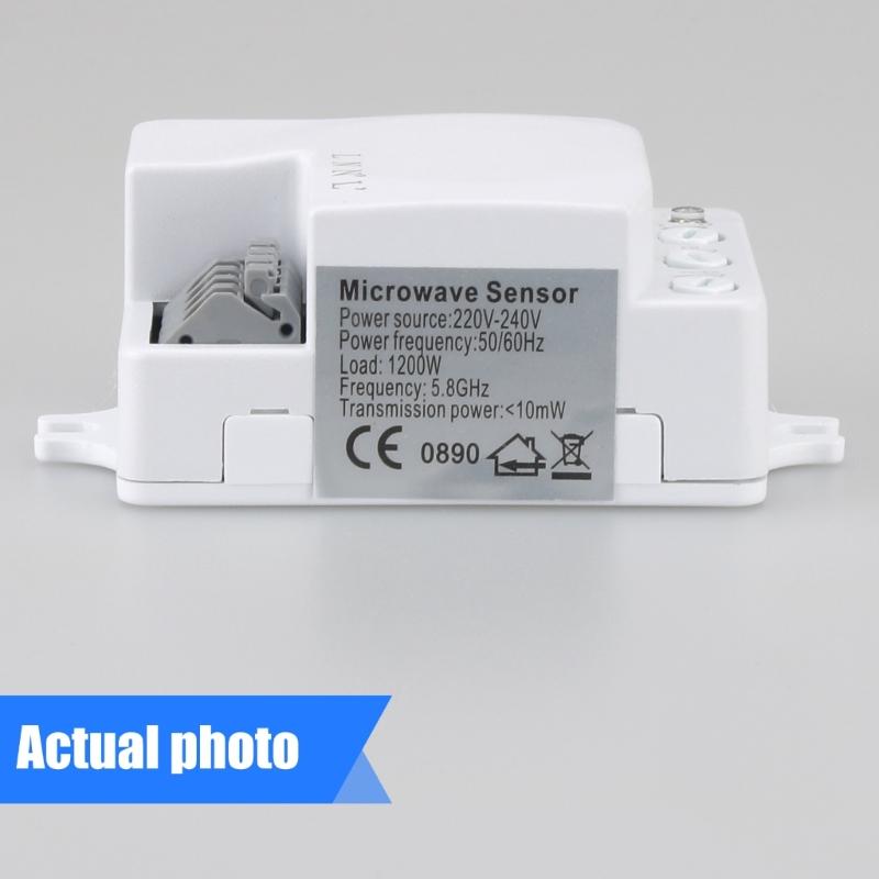 360 Degree Microwave Motion Sensors Switches Pack 5.8GHz Detection Adjustable Delay for Indoor Light Fixtures Use