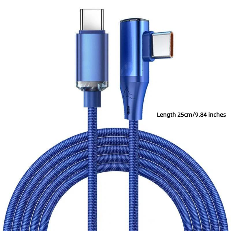 120W Super Fast Charging Cord Type C To Type C 90 Degree Elbow Cable 0.25/1/1.5/2M Length Usb C Quick Charge Phone Cables