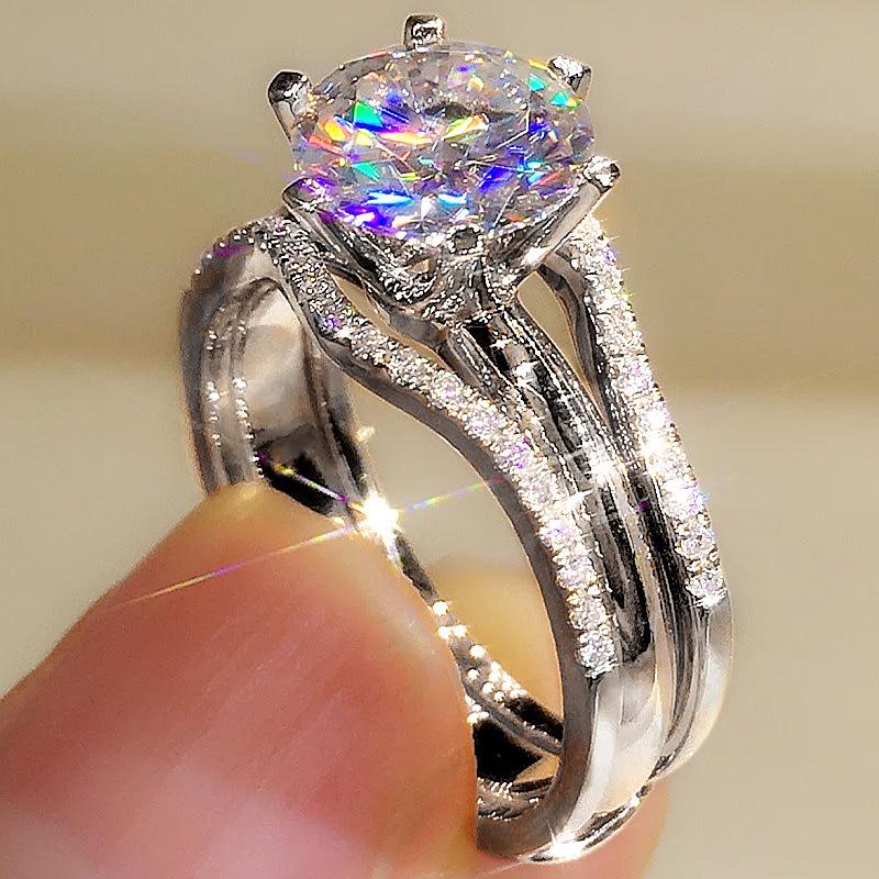 Six-Claw Cubic Zirconia Set Ring, Simple Personality Niche Light Luxury Ring, One Generation