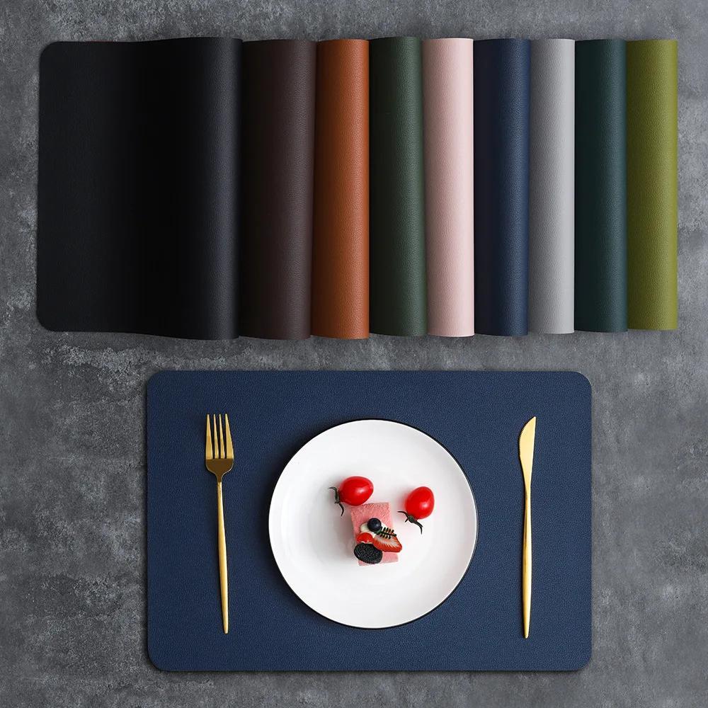 Double-sided Leather Dining Table Mat, Desktop Decoration, Home Dining Plate Mat, Anti Slip Bowl Mat, Thermal Insulation Mat
