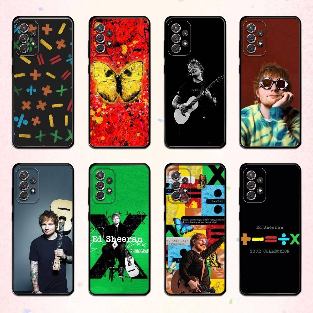 Stylische Singer E-Ed S-Sheeran Handyhülle für Samsung S 25,24,23,22,30,21,10,9,Ultra,Plus,Lite,FE,4,5 G Weiche Schwarze Hülle