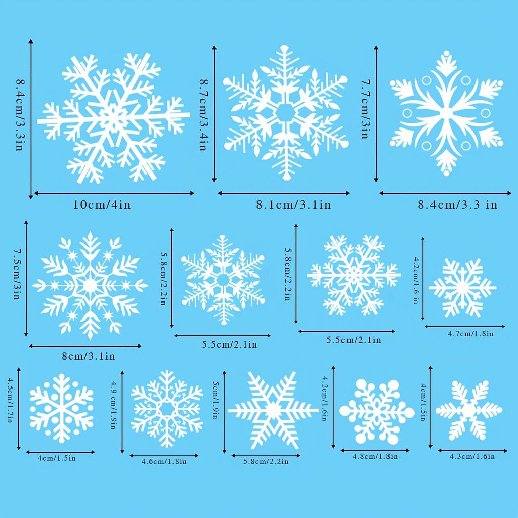 4 sheets/set Christmas Window Stickers - Static White Snowflake and Winter Decorations, Reusable Plastic Holiday Decoration