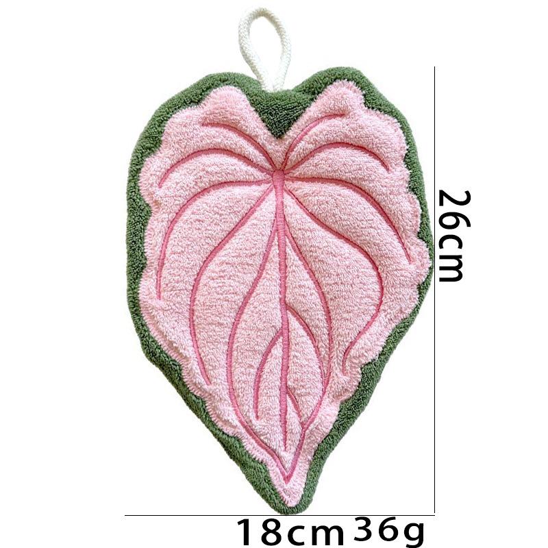 Absorbent Hand Towel Soft Double-Layer, Thickened Leaf Style Hanging Cloth Speed Dry Handkerchief