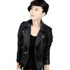 Women's Oversized Mmotorcycle Jacket PU Leather Jacket Short Jacket