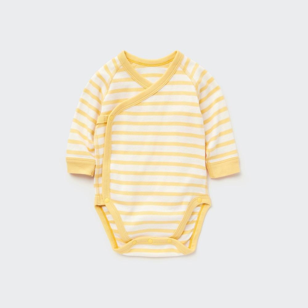 Uniqlo Japan Bodysuit  Bordered  Long Sleeves  Open Front 