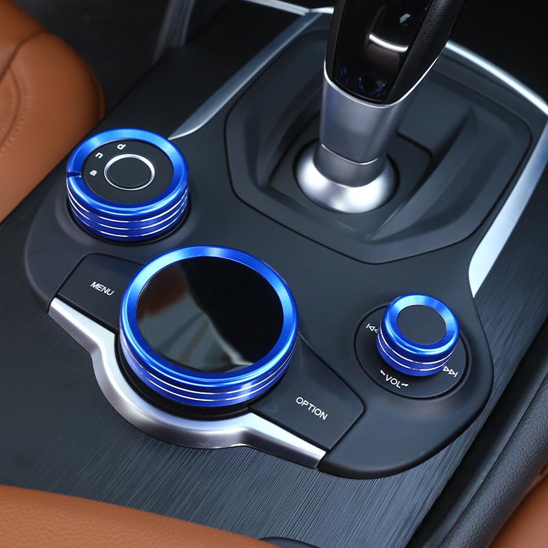 For Alfa Romeo Giulia Stelvio 2017-Car Center Console Multimedia Knob Switch Ring Decoration Cover Trim Interior