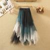 Women's Irregular Mesh Midi Skirt, High,waisted Versatile Half Skirt