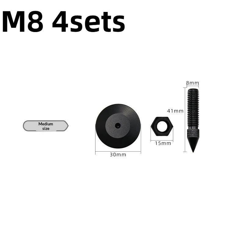 4Sets M6 M8 M10 Spike Feet Cone Stand Base Speaker Isolation Pad Mat Foots Floor Pc Tv Monitor Subwoofer Cd Amp Shock Proof