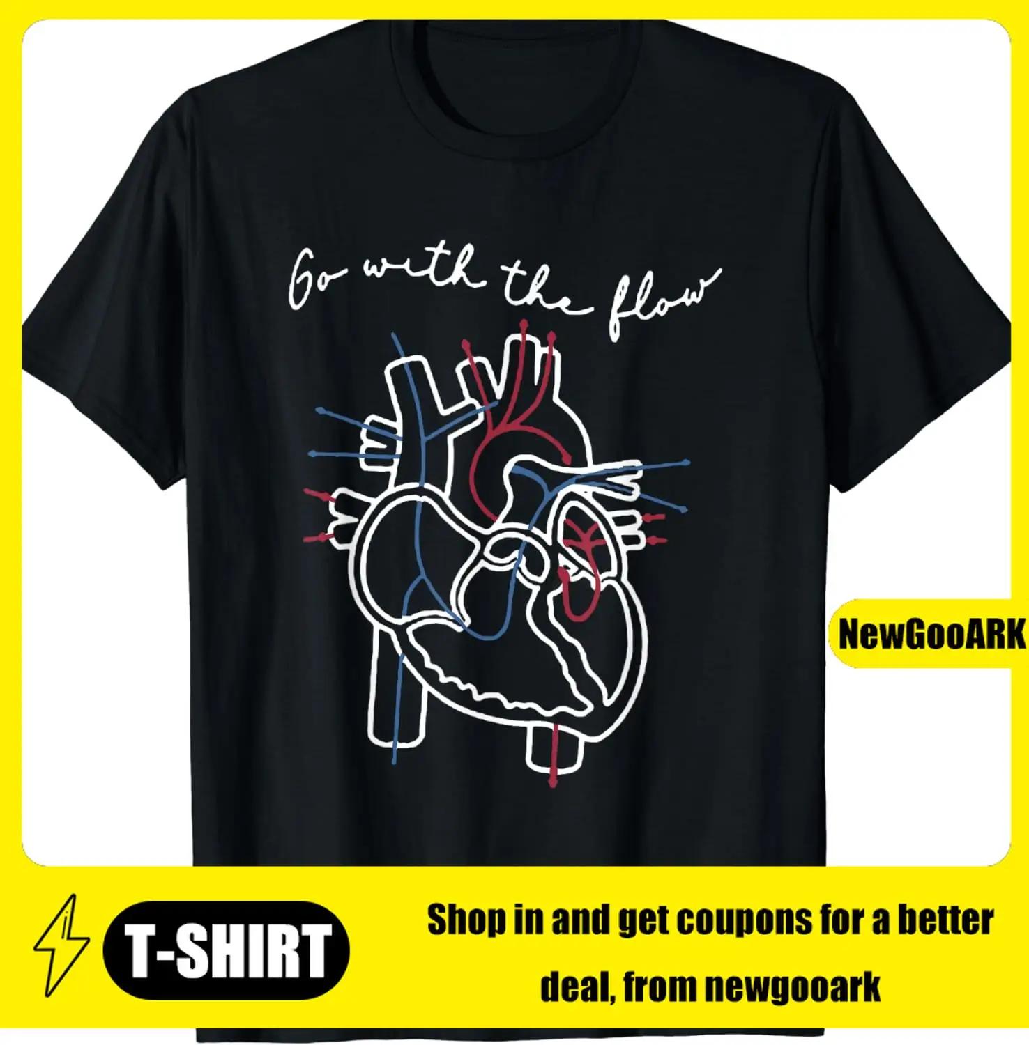 

Funny Anatomy Cardiology Human Heart Flow T-Shirt Men Cotton Clothing Custom Printed Streetwear Harajuku - Men s Summer Cotto... S разноцветный