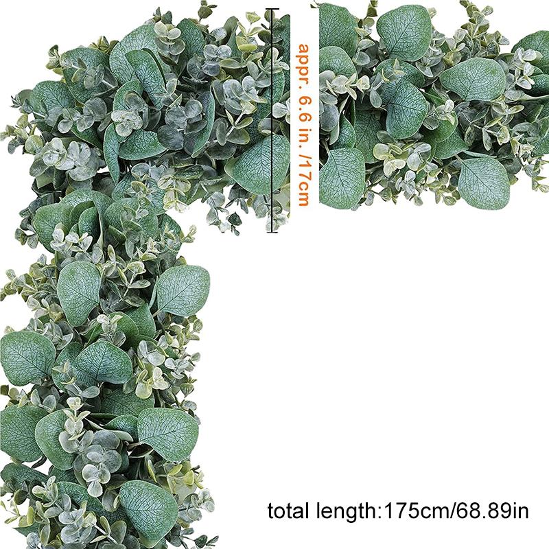 175CM Artificial Eucalyptus Leaves Simulation Garland Greening Hanging Fake Plants 17cm Lush Leaves Vines Home Wedding Decor