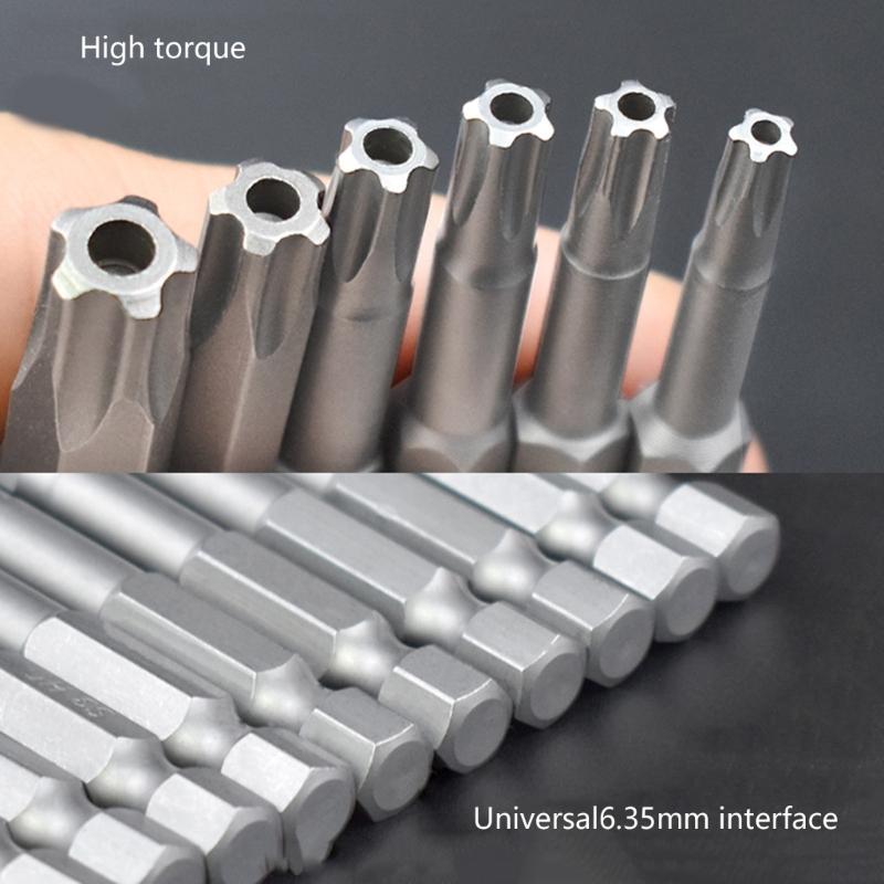 10Pcs 50mm Blossom Head Screwdriver Bit Set 1/4inch Hex Security Screwdriver Drill Magnetic Screwdriver Bit Tool