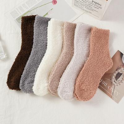 Coral Fleece Socks Fleece-lined Warm Sleep Socks Floor Socks Autumn and Winter Women's Mid-calf Socks Non-shedding