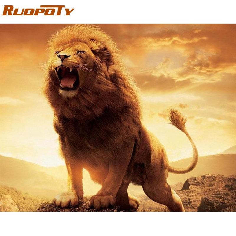 RUOPOTY Frame DIY Painting By Numbers Landscape Forest Pink Tree Acrylic Paint By Numbers For Adult Wall Art Pictur Home Decors