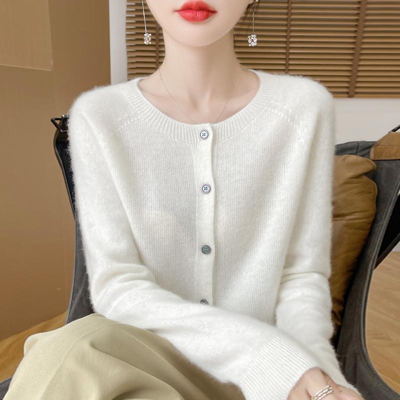 

Жіночий кардиган QingHe Cashmere 30% кашеміру - М який та теплий светр із суміші вовни XXL теплим білим кольором