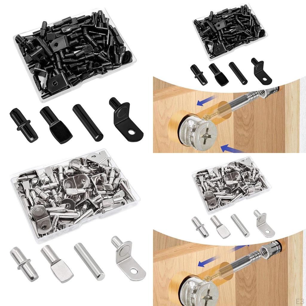 104 Pieces Shelf Pins Holders 4 Multi Functional Portable Practical Support Pegs for Wardrobe