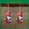 Santa Christmas Themed Claus Holding Tree Pattern Women Acrylic Earrings