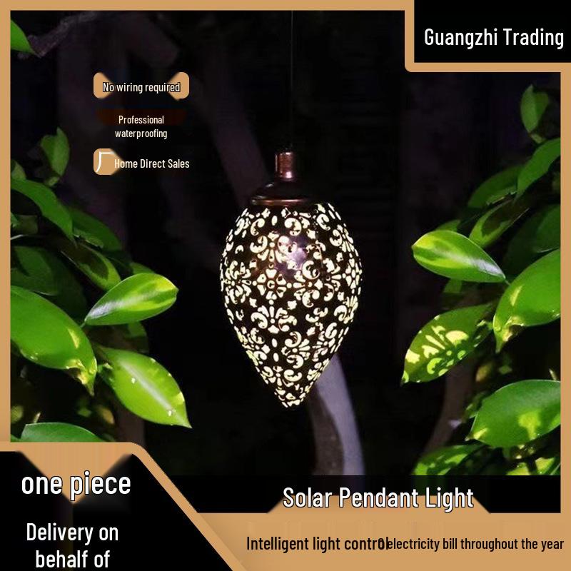 Cross-border Outdoor Iron Solar Floodlight for Courtyard, Garden, Balcony Decoration, Landscape, and Wall Hanging.