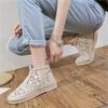 Women's Breathable Mesh Summer Shoes Lace Walking Shallow Solid Non Slip Casual Boots 35-40 Knit Boot Lace Shoes