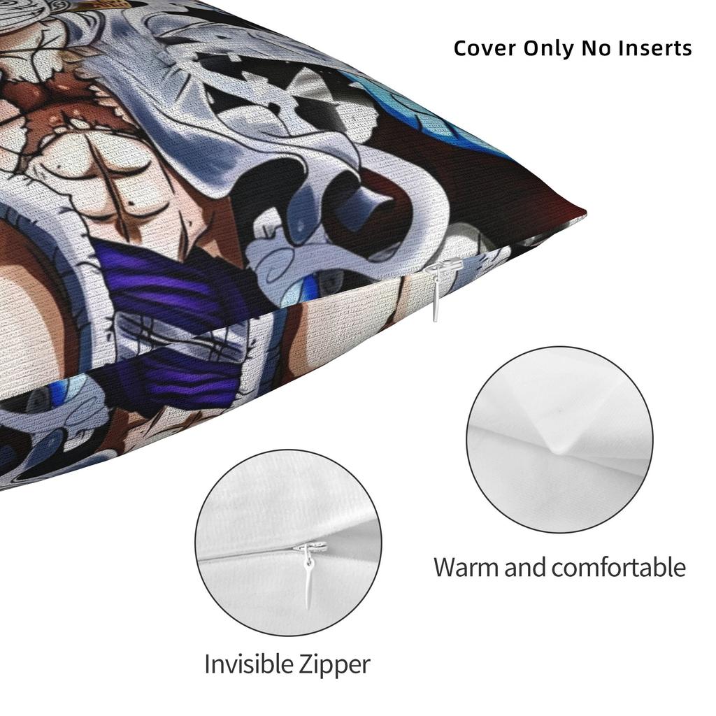 Luffy Anime Square Pillow Case The Straw Hat Crew Cushion Cover Awesome Zipper Decor Throw Pillow Case Cover For Home 18"X18"