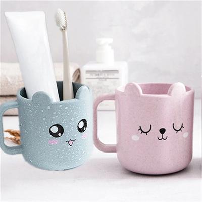 Wheat Straw Cartoon Expression Mouthwash Cup Creative Children Brushing Cup Plastic Cup Toothbrush Cup Bathroom Accessories Mug