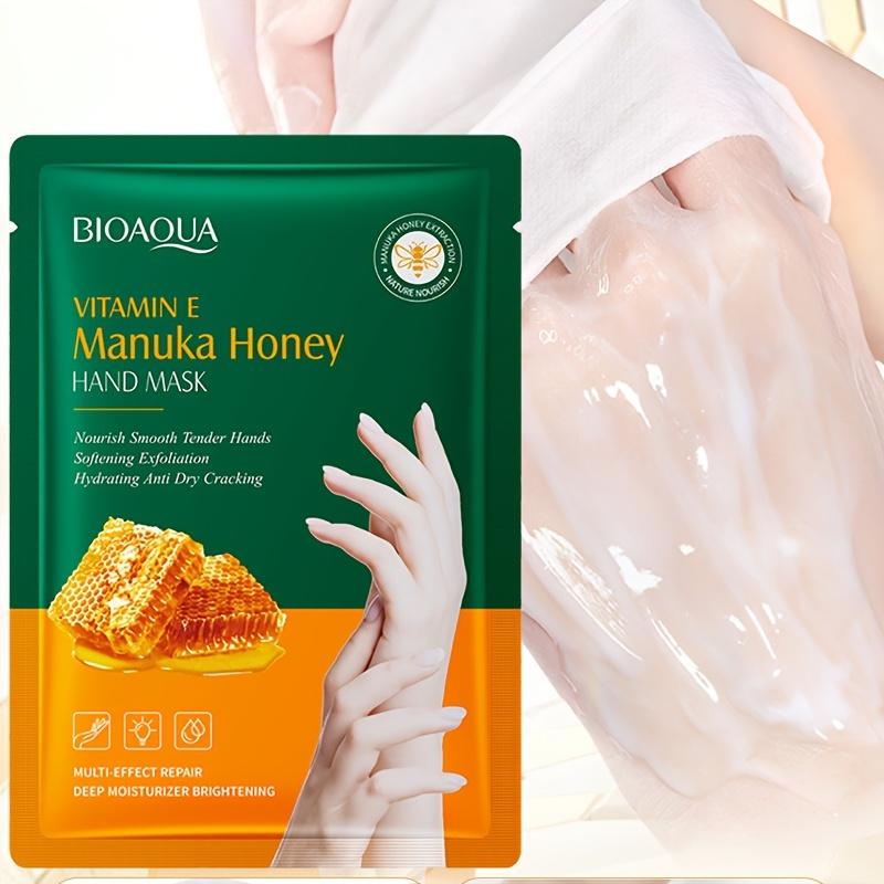 Maschera per Mani al Mango e Miele con Vitamina E - 5 Paia - Idratazione Profonda, Illuminante, Ammorbidente per Mani Secche, Cura delle Mani Autunno Inverno