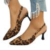 Fashion leopard print sandals pointed stiletto sandals women's 2025 spring and summer new shallow mouth bag head empty sandals