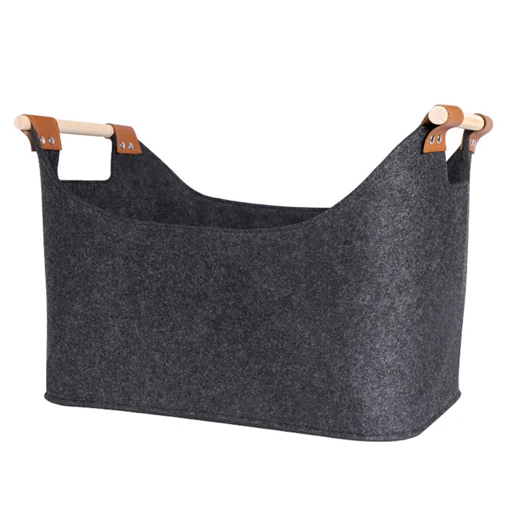 45 X 32 X 40 Cm Foldable Wood Basket Large Capacity 57 L Fireside Wood Carrier Holder Bag for Firewood Wood Newspapers Clothes