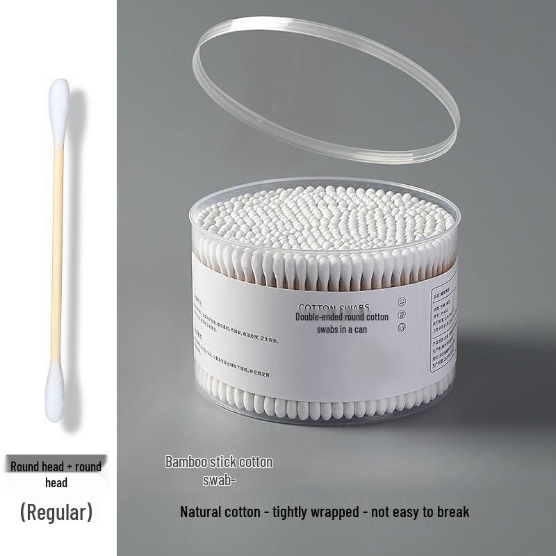 Boxed Double-Ended Bamboo Cotton Swabs for Baby Care, Ear Cleaning, and Makeup Removal