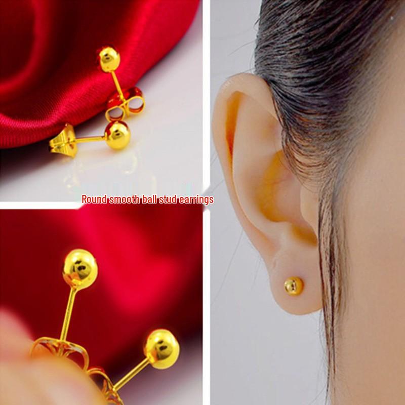 Vietnamese Sand Gold Four-Leaf Clover Stud Earrings: Rose Gold-Plated Brass, Fashionable Women s Drop Earrings