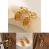 Trendy Heart Design Natural Stone Earrings With Gold Plating